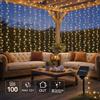 Aigostar Catena Luminosa Solare Cascata 100 LED Luce Fredda Esterno 5 Pezzi