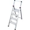 Gierre BS400 Sgabello Ultra Slim, Scala in Alluminio 4 Gradini con Parapetto, 5c