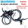 SHIMANO DEORE MT420 FRENO DISCO IDRAULICO 4 PISTONI BL-MT401 BR-MT420 MTB SET