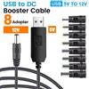 BOOSTER + 8 ADATTATORI ADATTATORE BOOSTER STEP-UP USB DA 5V a 12V ELEVATORE DI TENSIONE + 8 ADATTATORI