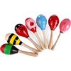 Set 12 Maracas Sonaglio Legno Gioco Musicale Suoni Sonoro Colorato Bambini hmj