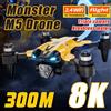 M5 🚁 DRONE CON TELECAMERA 8K PROFESSIONALE, 3 TELECAMERE AEREA, WIFI FPV,360