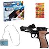 Villa Giocattoli Pistola giocattolo Panther metallo con colpi a 8 scatti + badge polizia speciale