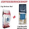 borbone+biancaffe' 2 kg caffe' in grani : 1 kg borbone miscela red vending + 1 kg biancaffe' crema