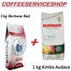 MISTO 2 KG CAFFE' IN GRANI MISTI : 1 KG BORBONE RED + 1 KG KIMBO AUDACE