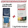biancaffe' + kimbo 2 kg caffe' in grani : 1 kg biancaffe' miscela crema + 1 kg kimbo audace