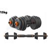 Set Manubri Bilanciere Dumbbell Pesi Regolabili Componibili 15Kg Da Palestra dfh