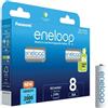 eneloop stilo AA Panasonic ENELOOP 8 batterie ricaricabili 1.2V 2000 mAh HR BK-3MCDE/8HH