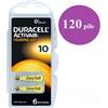 Duracell 120 pile batterie per apparecchi acustici DURACELL ACTIVAIR mod. 10 PR70 gialle