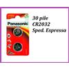 PANASONIC 30 BATTERIE CR2032 DL2032 BR2032 3V LITIO Pile PANASONIC 2032 OFFERTA SCORTA