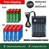 OFERTA CARICABATTERIE 4 SLOT + BATTERIE RICARICABILI 4pz AA 9800mAh + 4pz AAA 8800mAh