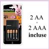 Duracell Caricabatterie per Pile Ricaricabili + 2 AA STILO 2 AAA MINISTILO DURACELL CEF