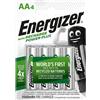 Energizer 4 batterie Stilo AA ENERGIZER ricaricabili 2000mAh