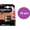 Duracell 40 Batterie LITIO CR123 DURACELL 123 CR123A DL123 CR17345 DURALOCK 3V tracciata