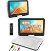 aestiquo Lettore DVD Portatile Schermo LCD Bianco Telecomando Batteria CD DVD CPRM Reg...