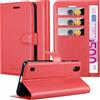 Does not apply Custodia Libro per ZTE Blade A5 2019 in ROSSO CARMINIO - Con Vani Di Carte, Funz