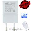 SAMSUNG CARICABATTERIE RICAMBIO ORIGINALE EP-TA50EWE 7.75W USB WHITE 78BEADA