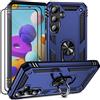 Does not apply Cover per Samsung Galaxy A35 5G/A55 5G Blu Vetro Temperato [2 Pack] Silicone 360
