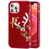 Mixroom Custodia Cover per iPhone 13 Pro Max Mini con Brillantini B641 RENNA CON FIOCCO