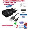 Samsung CARICABATTERIA RAPIDO EP-TA20EWE + CAVO USB 3.1 TYPE-C A3 A5 A7 PRODUZIONE 2017