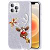 Mixroom Custodia Cover per iPhone 13 Pro Max Mini con Brillantini B641 RENNA CON FIOCCO