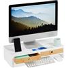 Does not apply Supporto per Monitor, 2 Cassetti, Rialzo per PC, in Bambù & MDF, HLP 11,5 X 47 X