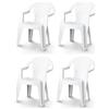 Plastica Alto Sele Poltrona Sedia Resina Bianca Esterno Giardino Impilabile Set 4Pz Violetta MD PAS