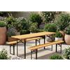 LIF Tavolo da Giardino Pieghevole Set Birreria Tavolo + 2 Panche 220x80 cm Legno