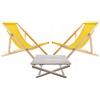Comoda sedia a sdraio gialla in legno Set di 2 lettini + tavolino da giardino, giallo, legno, pieghevole