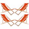 Woodok Set 4 sdraio arancioni assemblate 119x60 cm 120 kg - legno di faggio