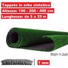 ALMA Prato Sintetico Erba Finta Artificiale Moquette Calpestabile Tappeto Verde H 7mm