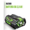 EGO POWER BATTERIA 5 AH EGO PER MOTOSEGA SOFFIATORE DECESPUGLIATORE RASAERBA TAGLIASEPI