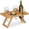 Tavolino Pieghevole, Vassoio per Letto E Picnic, Gambe Richiudibili, Bambù, Vino