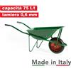 Comedil Carriola Leggera 75 Litri Lamiera 0,6 mm con Bordo Antitaglio Ruota 3,50-8"