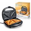 Aigostar Piastra Sandwich Tostiera 750W Antiaderente Cottura 2 Lati Acciaio Nero