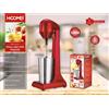 HOOMEI HM-6525 Frullino per Frappè 100W 500ml Acciaio Inox Rosso