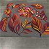 Il tappeto moderno Tappeto in lana trapuntato a mano: design botanico Falling Leaves
