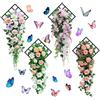 4 Pezzi Adesivi Murali 3D Fiore e Farfalla Rimovibili Wall Art per Camere da Let