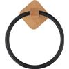 Elegante Portasciugamani Bagno Nero Opaco Montato a Parete con Base in Legno