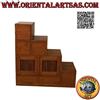 Mobile da ingresso a scala con 4+2 cassetti e doppia anta, in legno di teak (sin