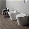 Nero Ceramica Sanitari a Terra Filomuro con Coprivaso Soft Vaso Wc Bagno Bidet Pavimento NEMO