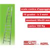 Marchetti Scala in Alluminio Conica da Appoggio per Raccolta Potatura 10 Gradini 3 Metri