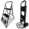 BauLuxe Scala Pieghevole Alluminio Carrello Portapacchi 2 in 1 Salvaspazio Ruote Traspor