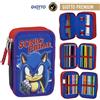 Kartal Astuccio Sonic Scuola 3 zip con pennarelli Giotto 3 Scomparti e accessori