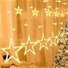 Luci di Natale Tenda Luminosa 12 Stelle LED Luce Bianca Calda Addobbi reb