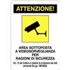 Cartello Segnaletico Area Sottoposta Videosorveglianza 30x20Cm In Pvc Targa dfh
