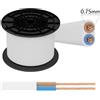 Aigostar Cavo Elettrico H03VVH2-F 2x0.75mmq 100m Bianco NOFC Piattina 300V