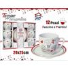 Set 6 Tazzine Tazze Caffè Con Piattini Ceramica Decorata Shabby Cuori dfh