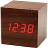 Sveglia Cubo Legno Orologio Da Tavolo Display Led Temperatura sus