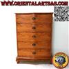 Comò cassettiera bombata a 5 cassetti grandi in legno di teak (128 x 90 cm)